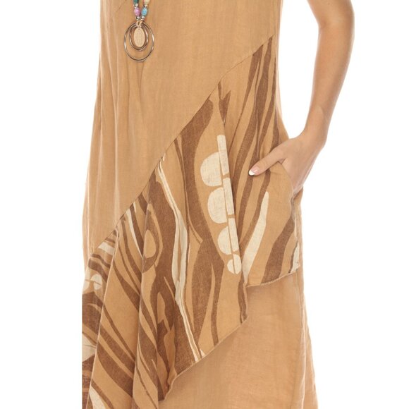 Sand Dress with Pockets and Abstract Design - Picture 5 of 6